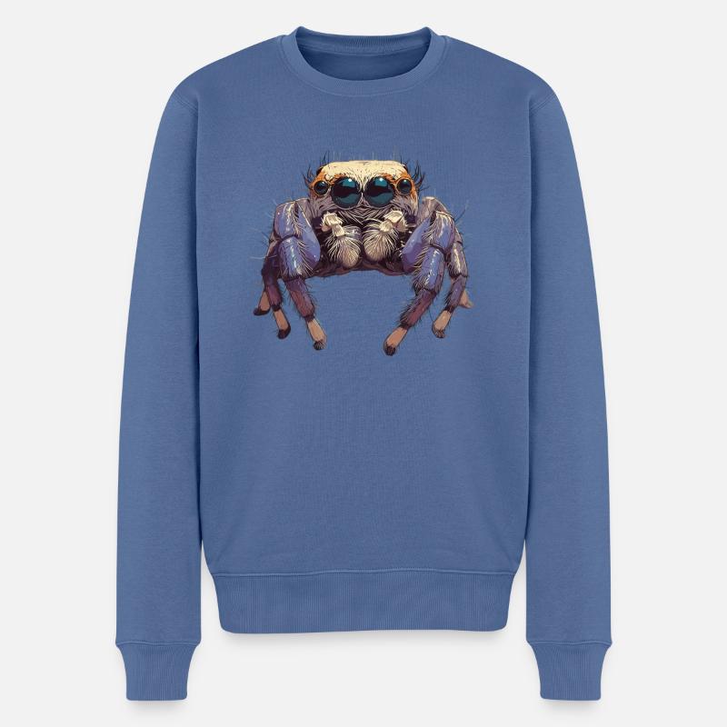 Araignée sauteuse Springspinnen Springspinne - Pull Premium bio Homme - bleu pigeon
