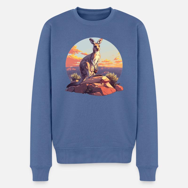 Kängurus Känguru - Männer Premium Bio Pullover - Taubenblau