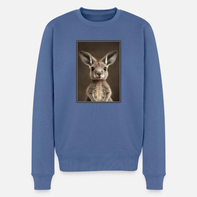 Kängurus Känguru - Männer Premium Bio Pullover - Taubenblau