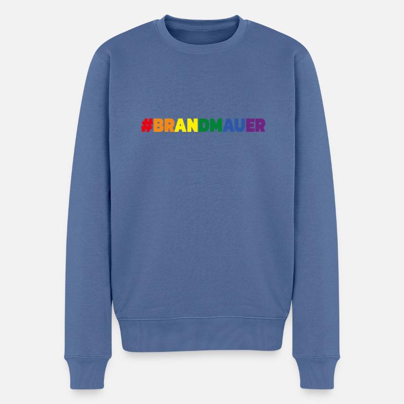 Brandmauer Regenbogen - Männer Premium Bio Pullover - Taubenblau