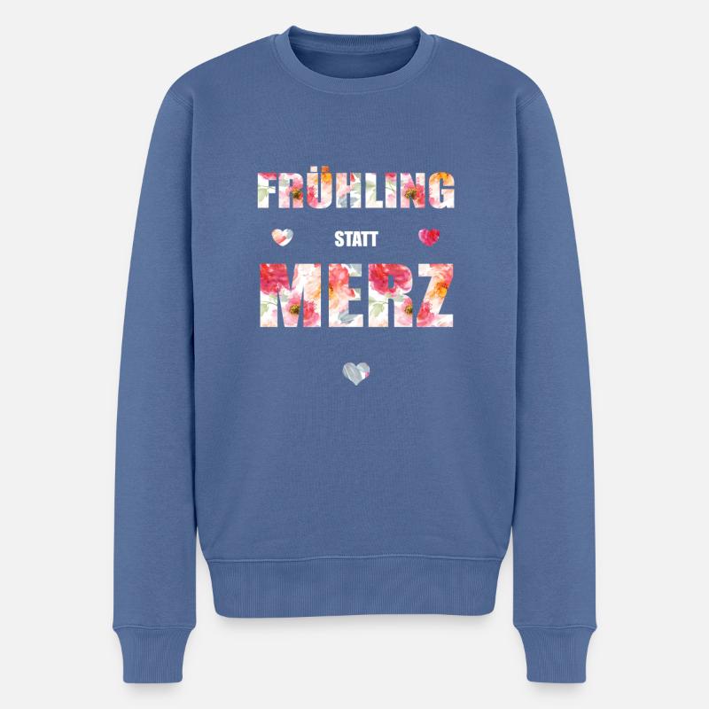 Frühling statt Merz - Männer Premium Bio Pullover - Taubenblau