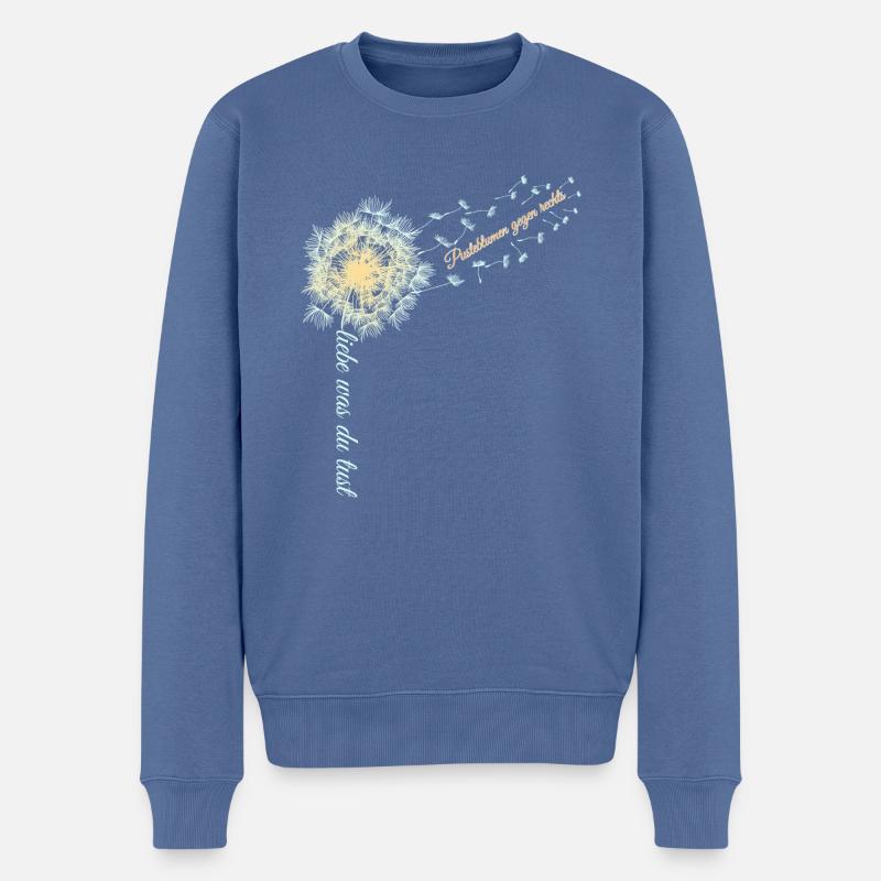 Pusteblumen gegen rechts - Männer Premium Bio Pullover - Taubenblau