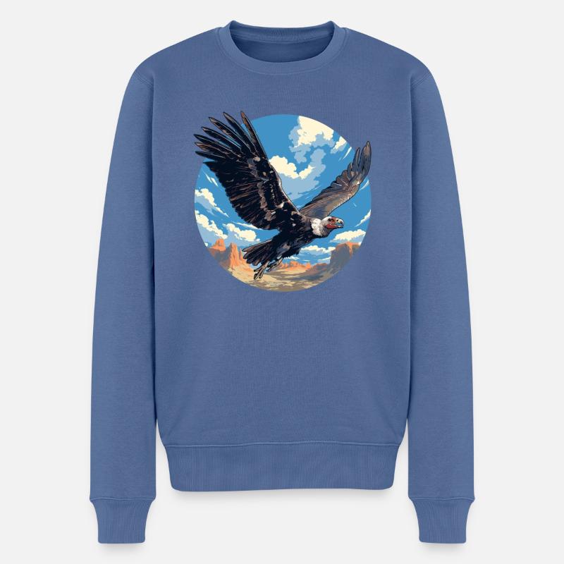Vulture Geier - Männer Premium Bio Pullover - Taubenblau