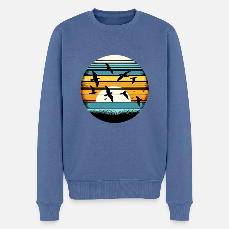 Vintage Vogelbeobachtung Vogelbeobachter Vögel Vogelbeobachter - Männer Premium Bio Pullover - Taubenblau