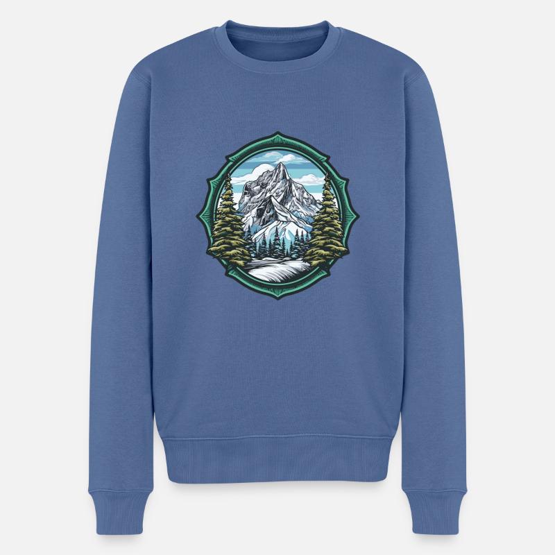 Alpen Ski Berge - Männer Premium Bio Pullover - Taubenblau