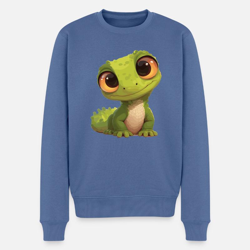 Eidechsen Eidechse - Männer Premium Bio Pullover - Taubenblau