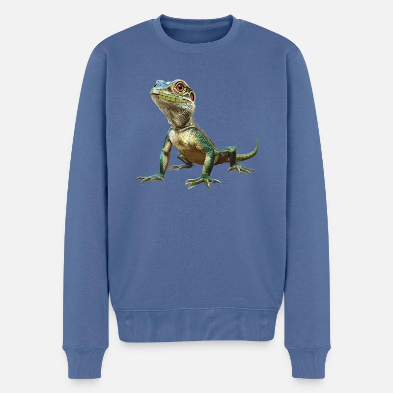 Eidechsen Eidechse - Männer Premium Bio Pullover - Taubenblau