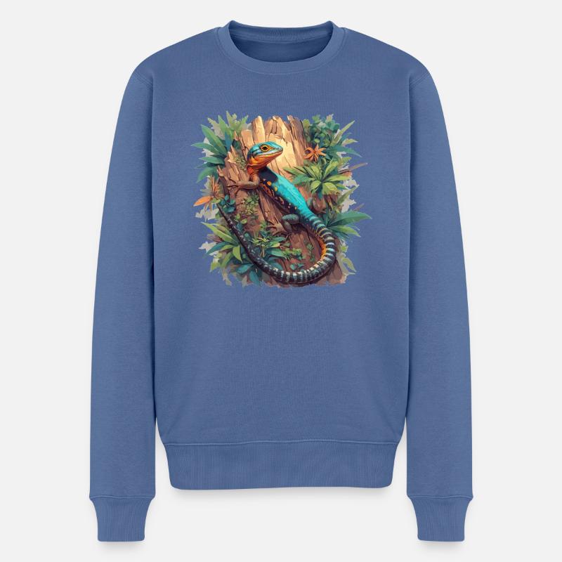 Eidechsen Eidechse - Männer Premium Bio Pullover - Taubenblau