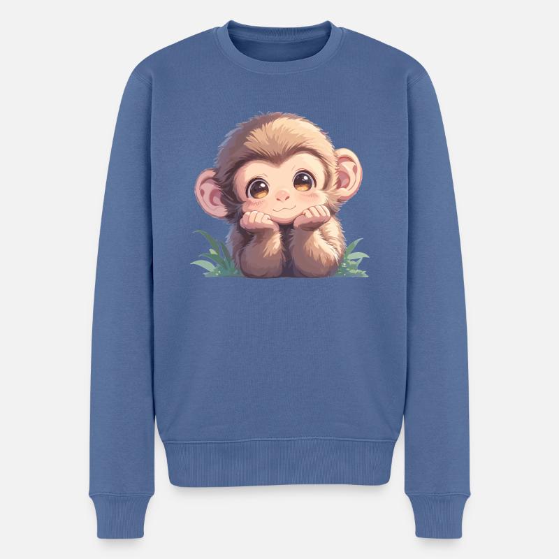 Macaque Macaque - Pull Premium bio Homme - bleu pigeon