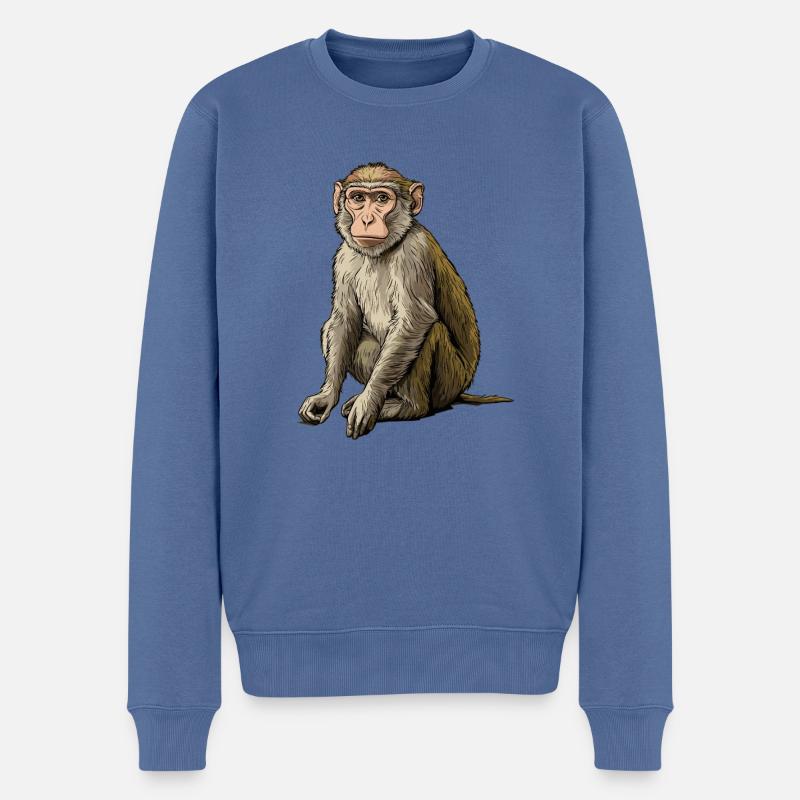 Macaque Macaque - Pull Premium bio Homme - bleu pigeon