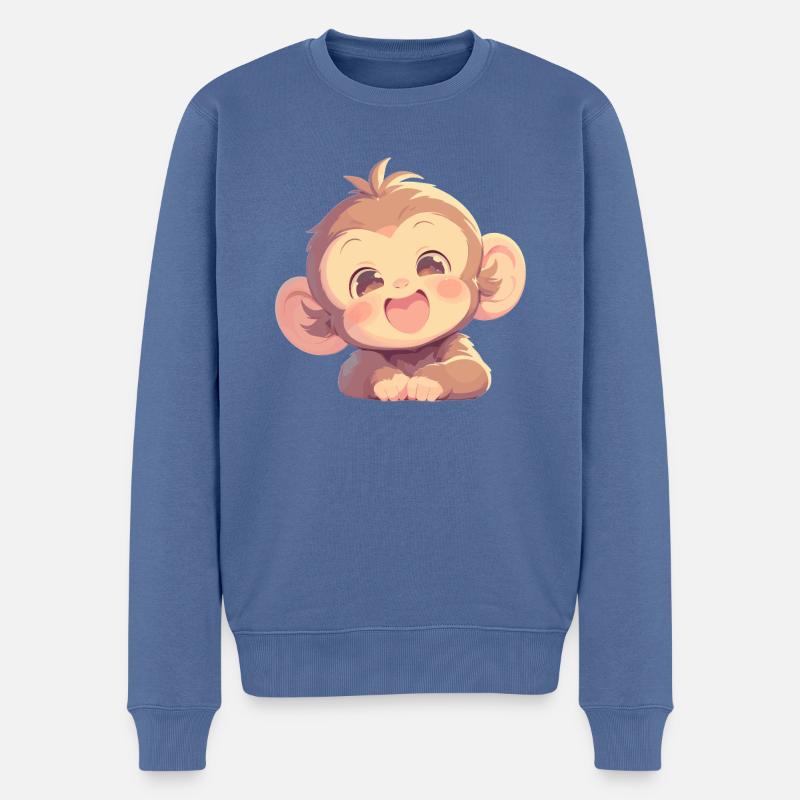 Macaque Macaque - Pull Premium bio Homme - bleu pigeon