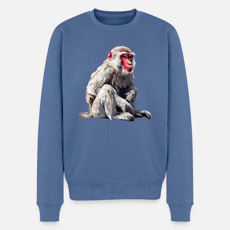 Macaque Macaque - Pull Premium bio Homme - bleu pigeon