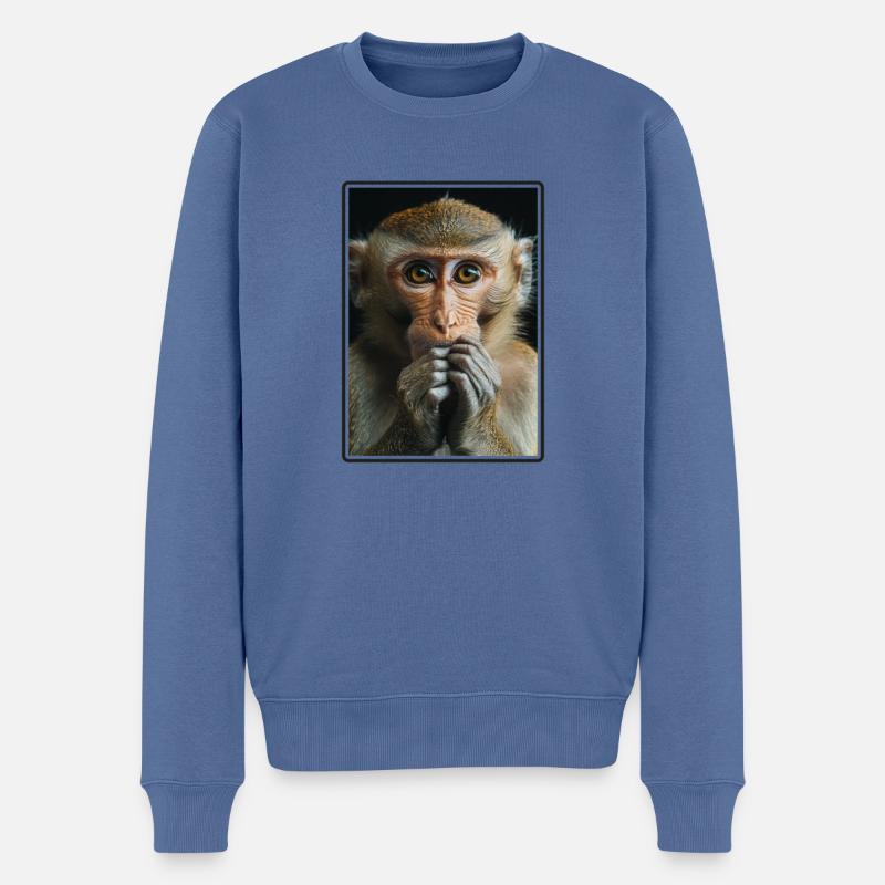 Macaque Macaque - Pull Premium bio Homme - bleu pigeon