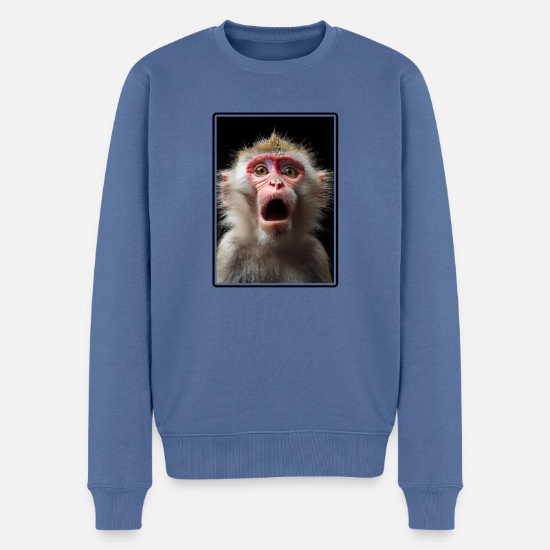 Makaken Makake - Männer Premium Bio Pullover - Taubenblau