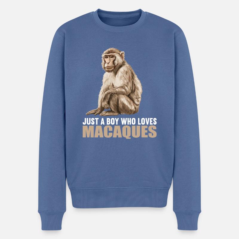 Makaken Makake - Männer Premium Bio Pullover - Taubenblau