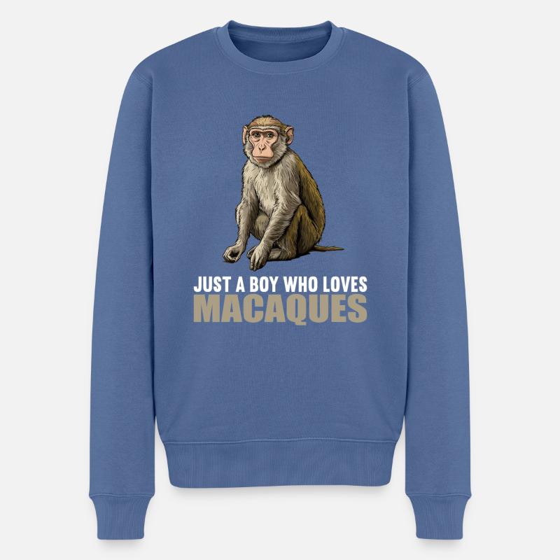 Makaken Makake - Männer Premium Bio Pullover - Taubenblau