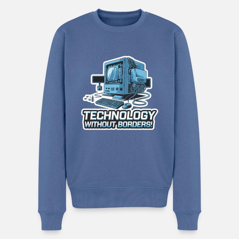COMPUTER, OHNE GRENZEN - Männer Premium Bio Pullover - Taubenblau
