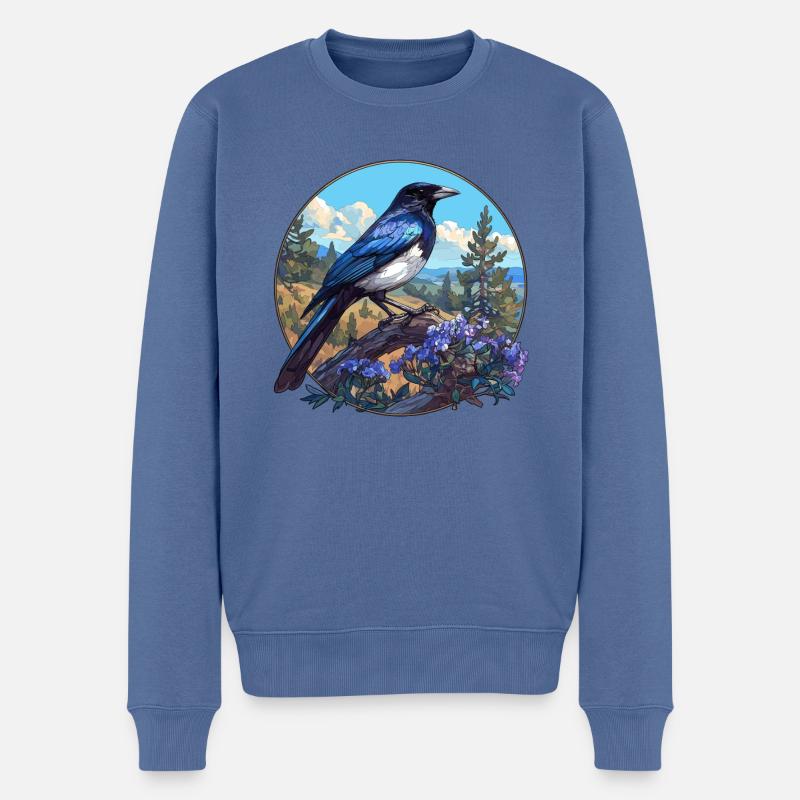 Elstern Elster - Männer Premium Bio Pullover - Taubenblau