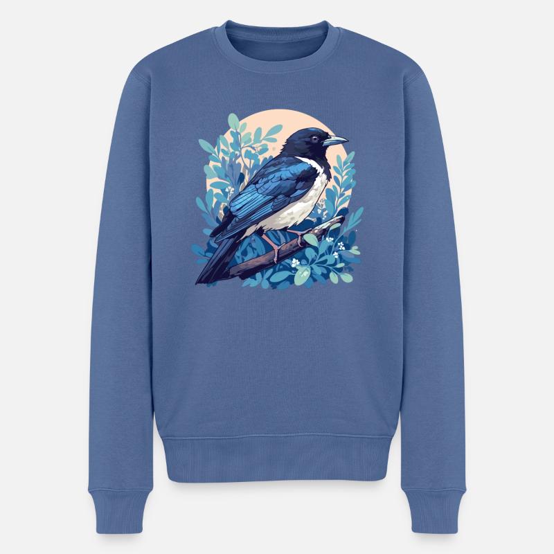 Elstern Elster - Männer Premium Bio Pullover - Taubenblau