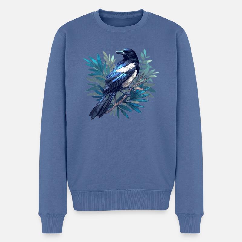 Elstern Elster - Männer Premium Bio Pullover - Taubenblau