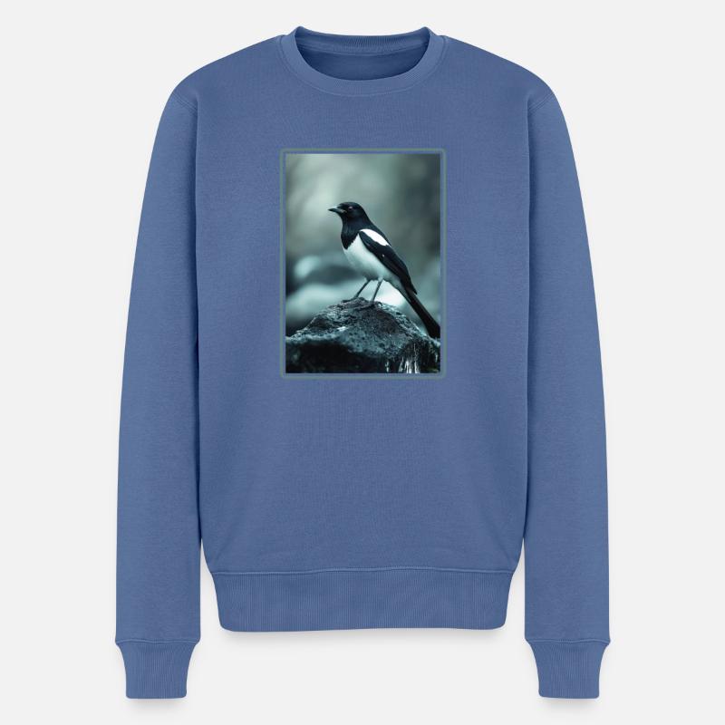 Elstern Elster - Männer Premium Bio Pullover - Taubenblau
