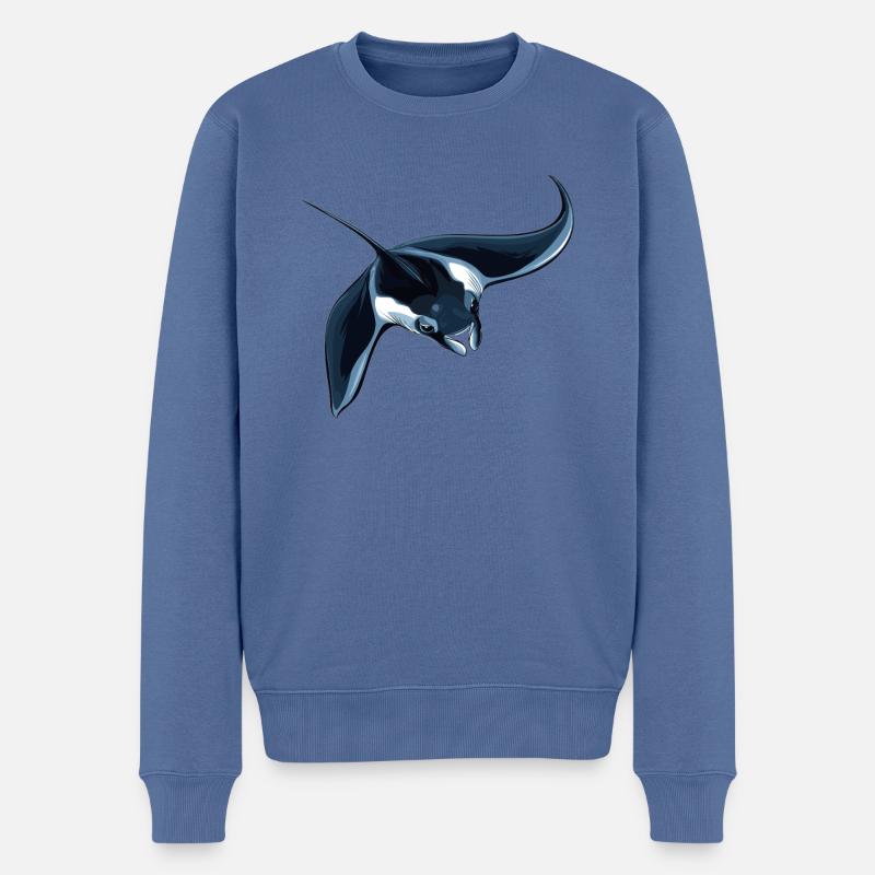 Mantas Manta Rochen - Männer Premium Bio Pullover - Taubenblau