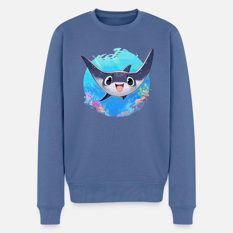 Mantas Manta Rochen - Männer Premium Bio Pullover - Taubenblau