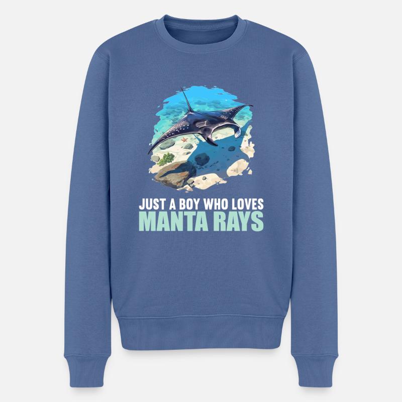 Mantas Manta Rochen - Männer Premium Bio Pullover - Taubenblau