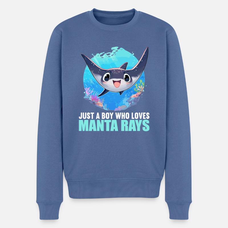 Mantas Manta Rochen - Männer Premium Bio Pullover - Taubenblau