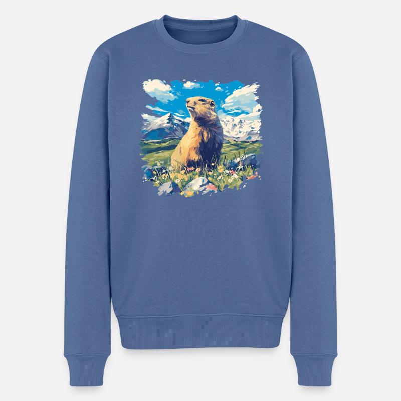 Murmeltiere Murmeltier - Männer Premium Bio Pullover - Taubenblau