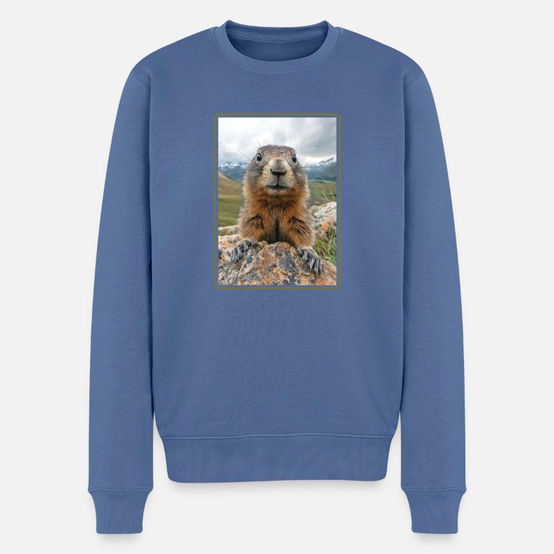 Murmeltiere Murmeltier - Männer Premium Bio Pullover - Taubenblau