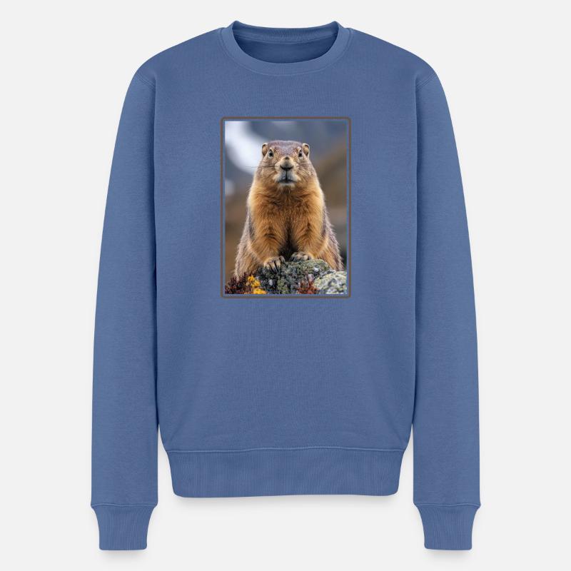 Marmottes Marmottes - Pull Premium bio Homme - bleu pigeon