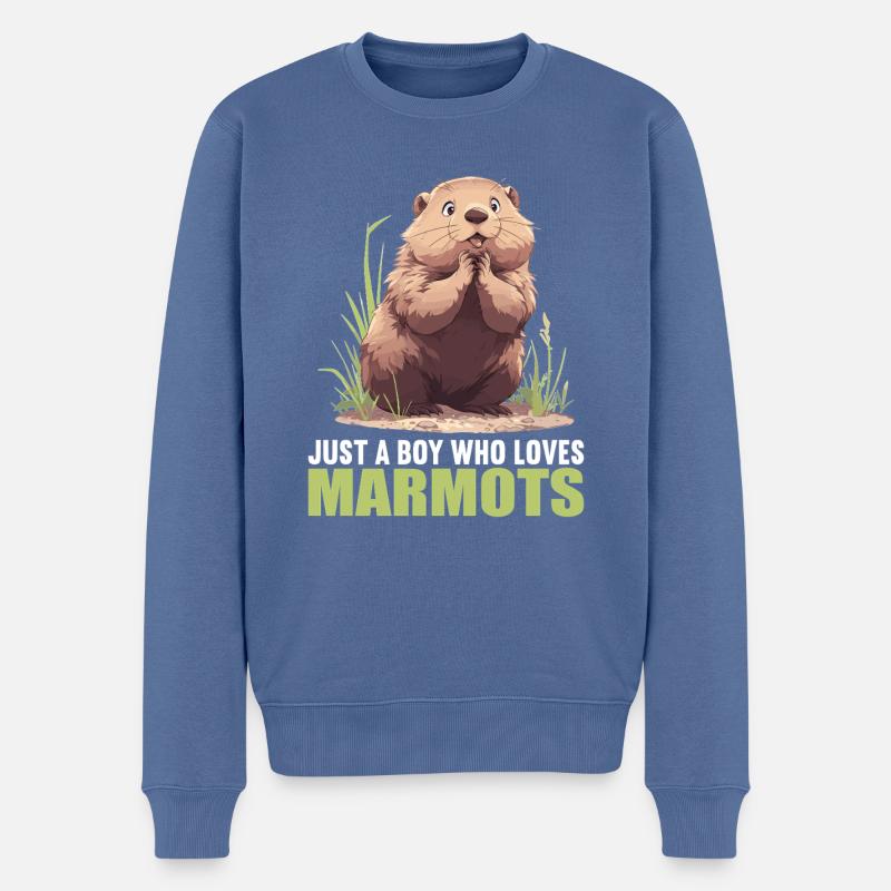 Murmeltiere Murmeltier - Männer Premium Bio Pullover - Taubenblau