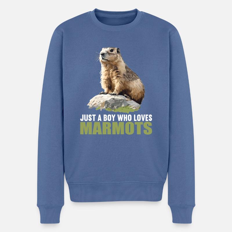 Marmottes Marmottes - Pull Premium bio Homme - bleu pigeon