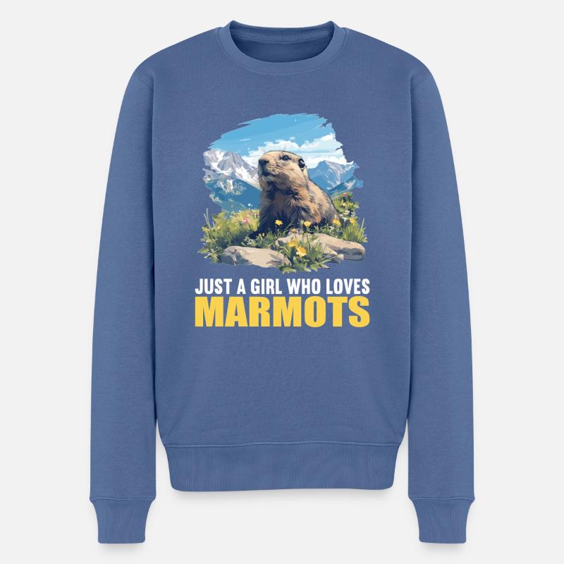 Marmottes Marmottes - Pull Premium bio Homme - bleu pigeon