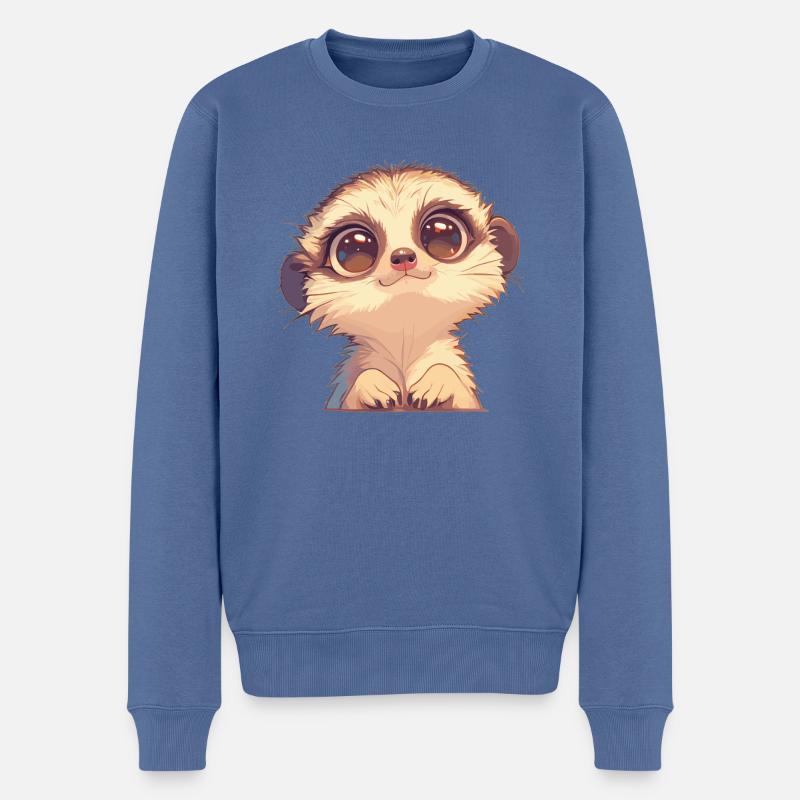 Meerkat Erdmännchen - Männer Premium Bio Pullover - Taubenblau