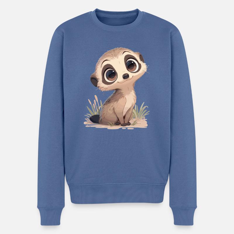 Meerkat Erdmännchen - Männer Premium Bio Pullover - Taubenblau