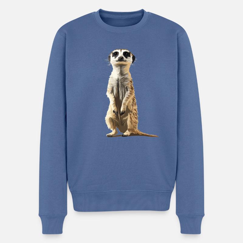 Meerkat Erdmännchen - Männer Premium Bio Pullover - Taubenblau