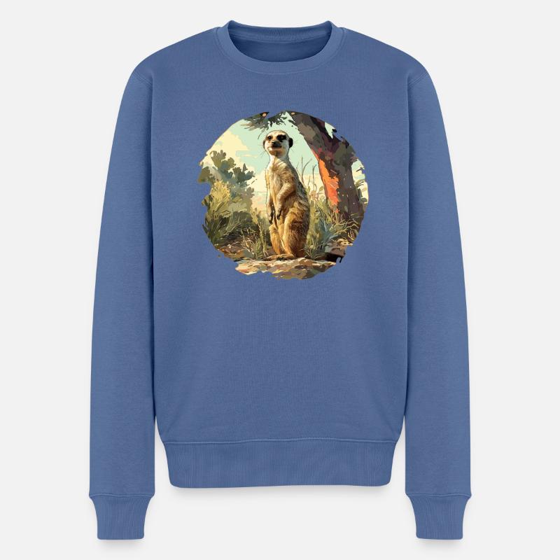 Meerkat Erdmännchen - Männer Premium Bio Pullover - Taubenblau
