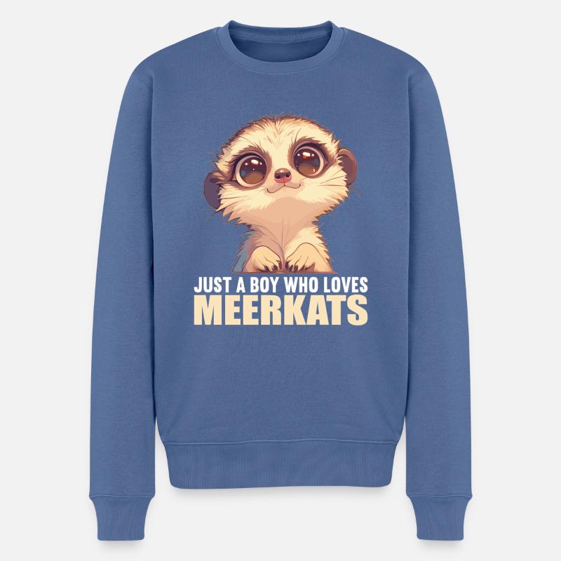 Meerkat Erdmännchen - Männer Premium Bio Pullover - Taubenblau