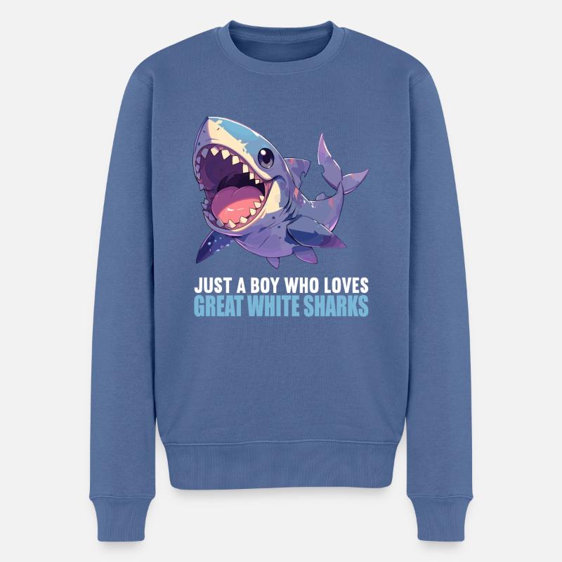 Grands requins blancs Grand requin blanc - Pull Premium bio Homme - bleu pigeon