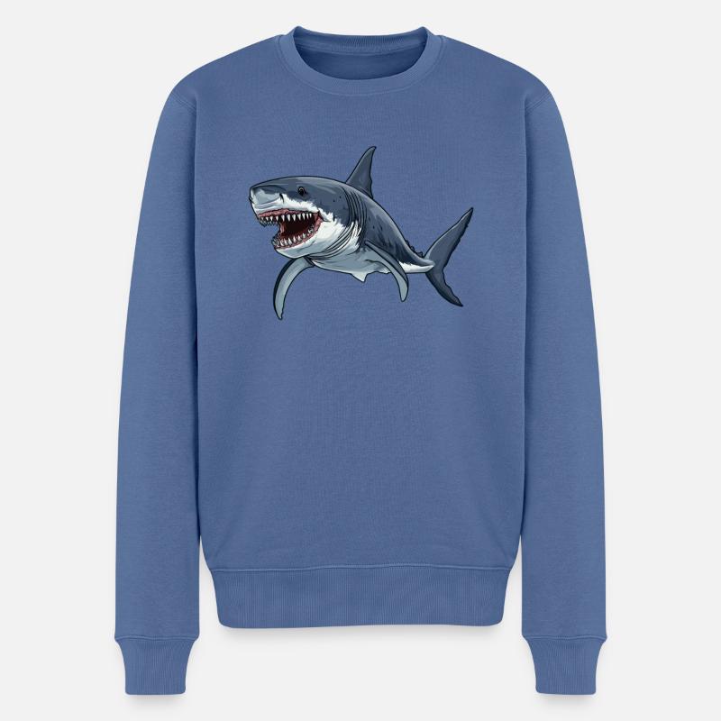 Haie Hai - Männer Premium Bio Pullover - Taubenblau