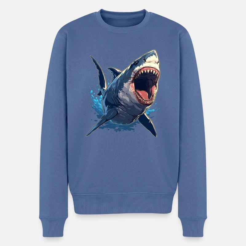 Haie Hai - Männer Premium Bio Pullover - Taubenblau