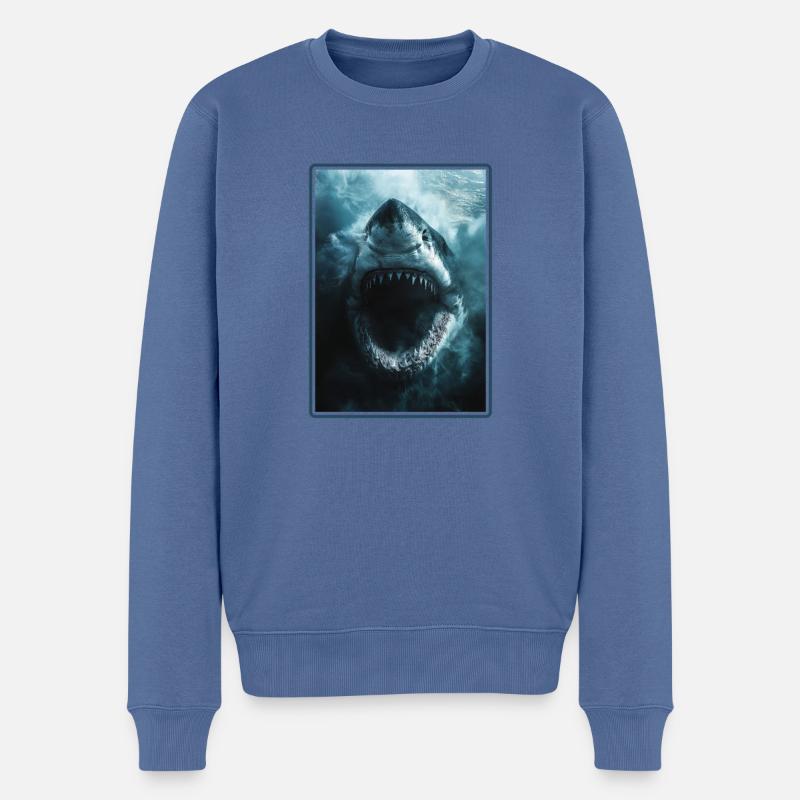 Haie Hai - Männer Premium Bio Pullover - Taubenblau