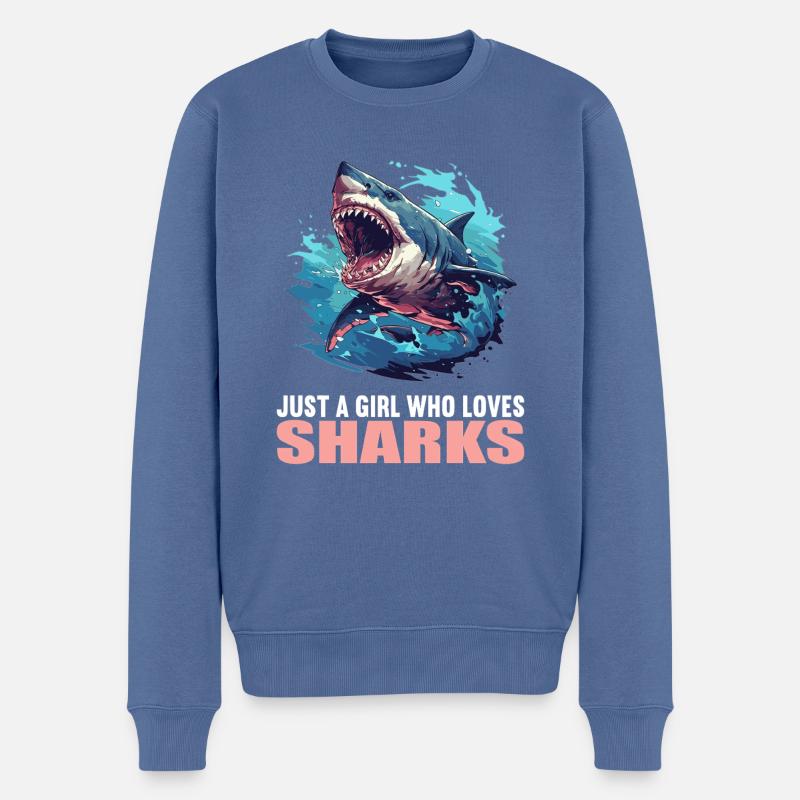 Haie Hai - Männer Premium Bio Pullover - Taubenblau