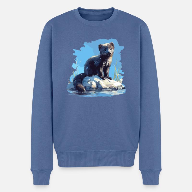 Vison Vison - Pull Premium bio Homme - bleu pigeon