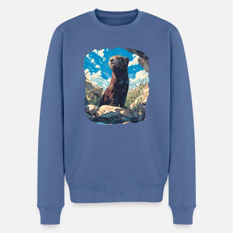 Vison Vison - Pull Premium bio Homme - bleu pigeon