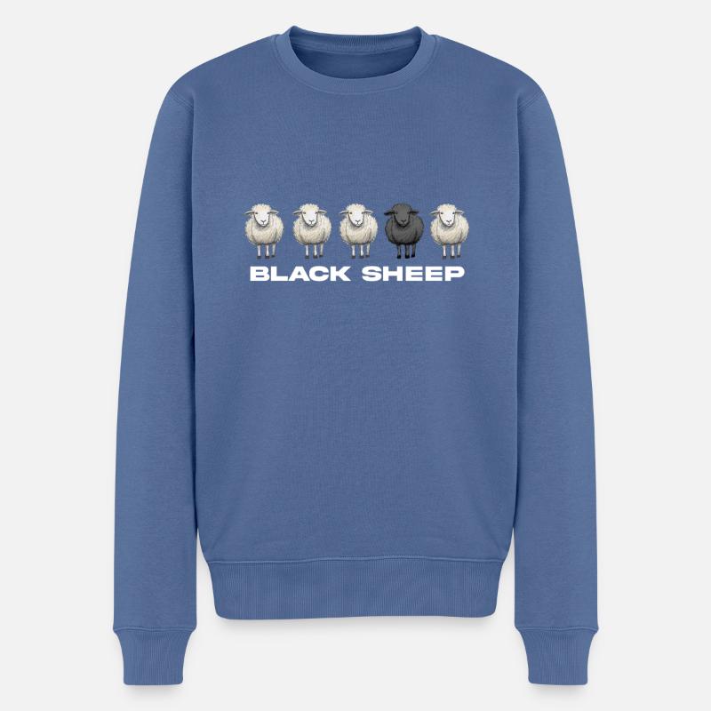 Mouton noir - Pull Premium bio Homme - bleu pigeon