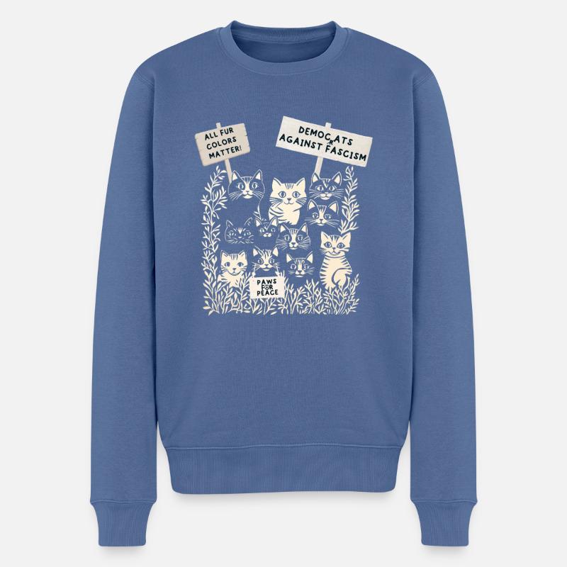 Les chats font une démo - Pull Premium bio Homme - bleu pigeon