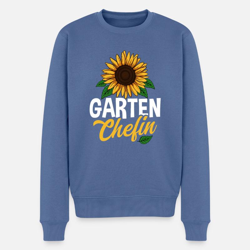 Garten Chefin Gartenarbeit Gärtnerin Sonnenblumen - Männer Premium Bio Pullover - Taubenblau